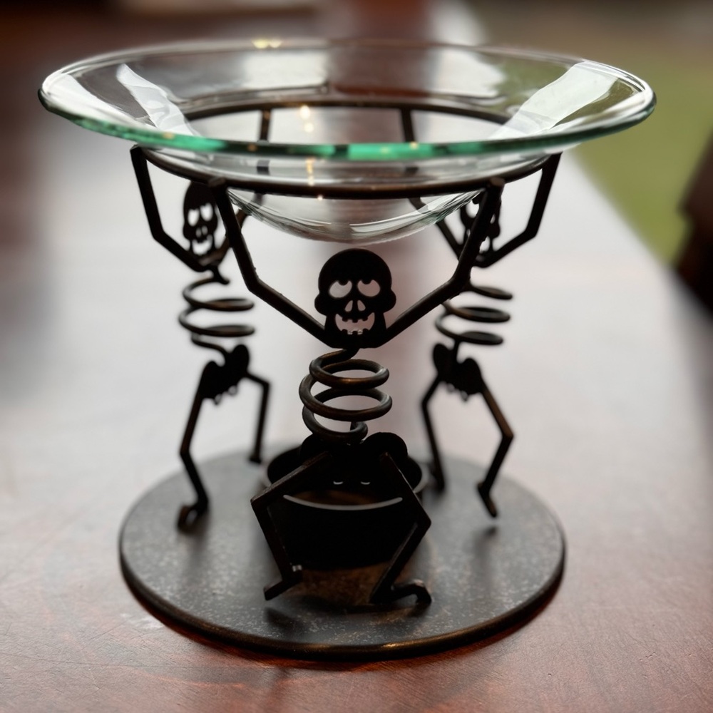 Partylite Mr. Bones Skeleton Votive Glass Candle Holder Scent Warmer Halloween